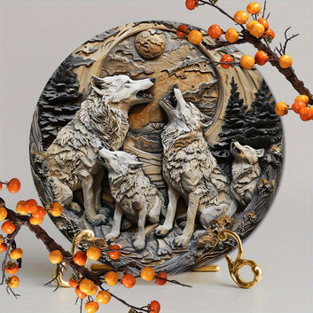 Howling Wolves Metal Sign Rustic Home Decor-MoonChildWorld
