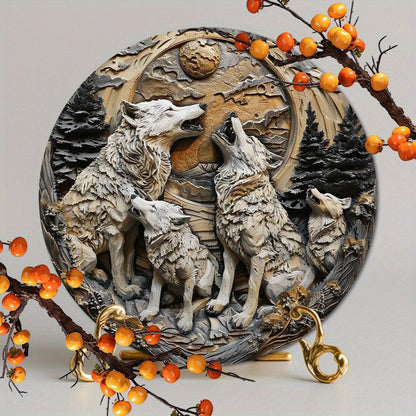 Howling Wolves Metal Sign Rustic Home Decor-MoonChildWorld