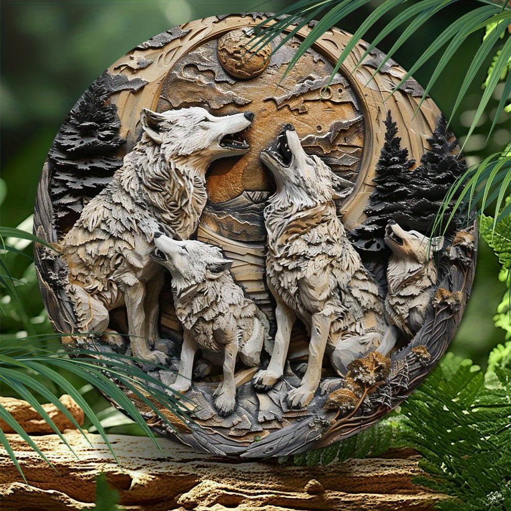 Howling Wolves Metal Sign Rustic Home Decor-MoonChildWorld