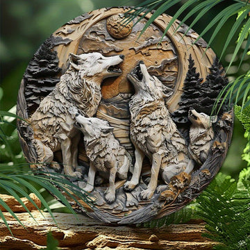Howling Wolves Metal Sign Rustic Home Decor-MoonChildWorld