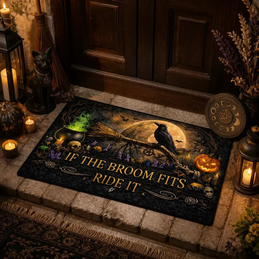 Dark Crow Witchy Raven Gothic Doormat - Halloween Witchy Doormat for Spooky Season_mockup_1.webp