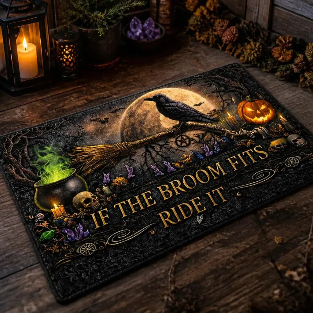Dark Crow Witchy Raven Gothic Doormat - Halloween Witchy Doormat for Spooky Season_mockup_2.webp