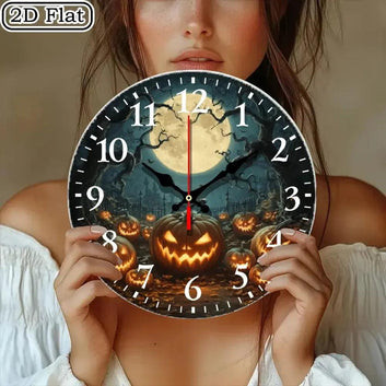 Jack-O'-Lantern Pumpkin Spooky Wooden Wall Clock Halloween Wall Decor-MoonChildWorld