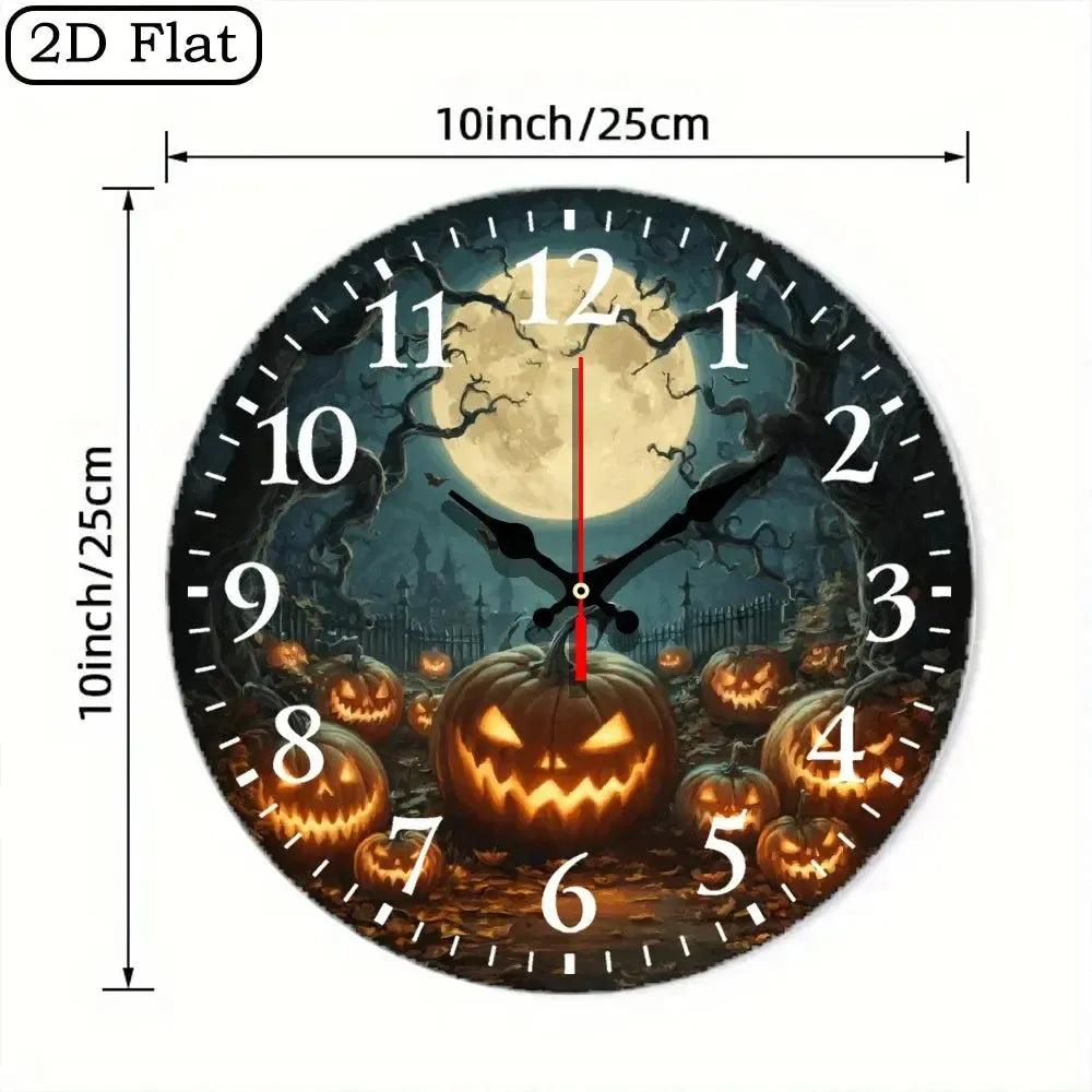 Jack-O'-Lantern Pumpkin Spooky Wooden Wall Clock Halloween Wall Decor-MoonChildWorld