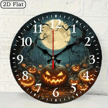 Jack-O'-Lantern Pumpkin Spooky Wooden Wall Clock Halloween Wall Decor-MoonChildWorld