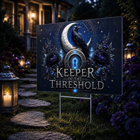 Keeper of the Threshold Wicca Yard Sign - garden display