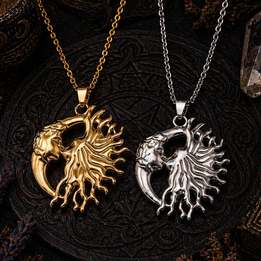 Kissing Sun and Moon Goddess Necklace – Celestial Jewelry for Wiccan & Pagan-MoonChildWorld