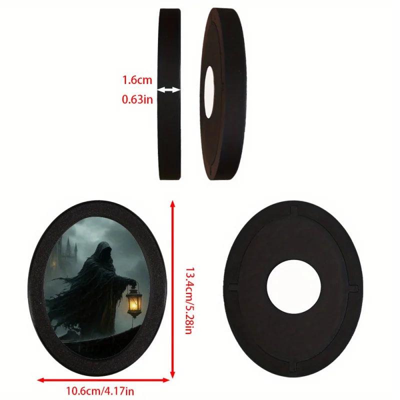 Lantern Witch Wooden Oval Frame - Gothic Oval Wall Art - Witch Halloween Wall Decoration-MoonChildWorld