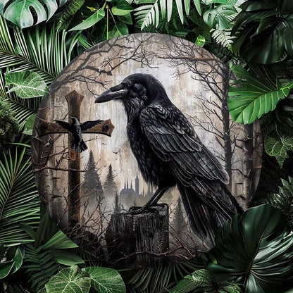 Crow and Cross Metal Sign Witchy Raven Metal Sign Gothic Home Decor-MoonChildWorld