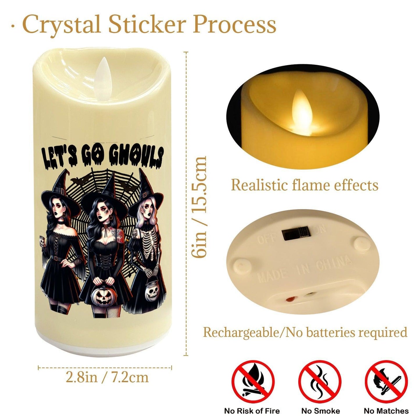 Lets Go Ghouls Gothic Witch Flameless LED Candle-MoonChildWorld