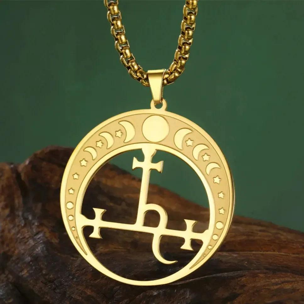 Lilith Demon Seal Necklace Satan Solomon Symbol Moon Phase Necklace Witchy Jewelry-MoonChildWorld