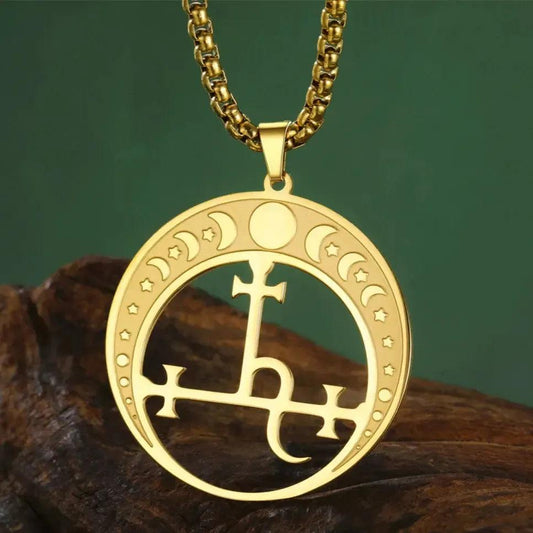 Lilith Demon Seal Necklace Satan Solomon Symbol Moon Phase Necklace Witchy Jewelry-MoonChildWorld