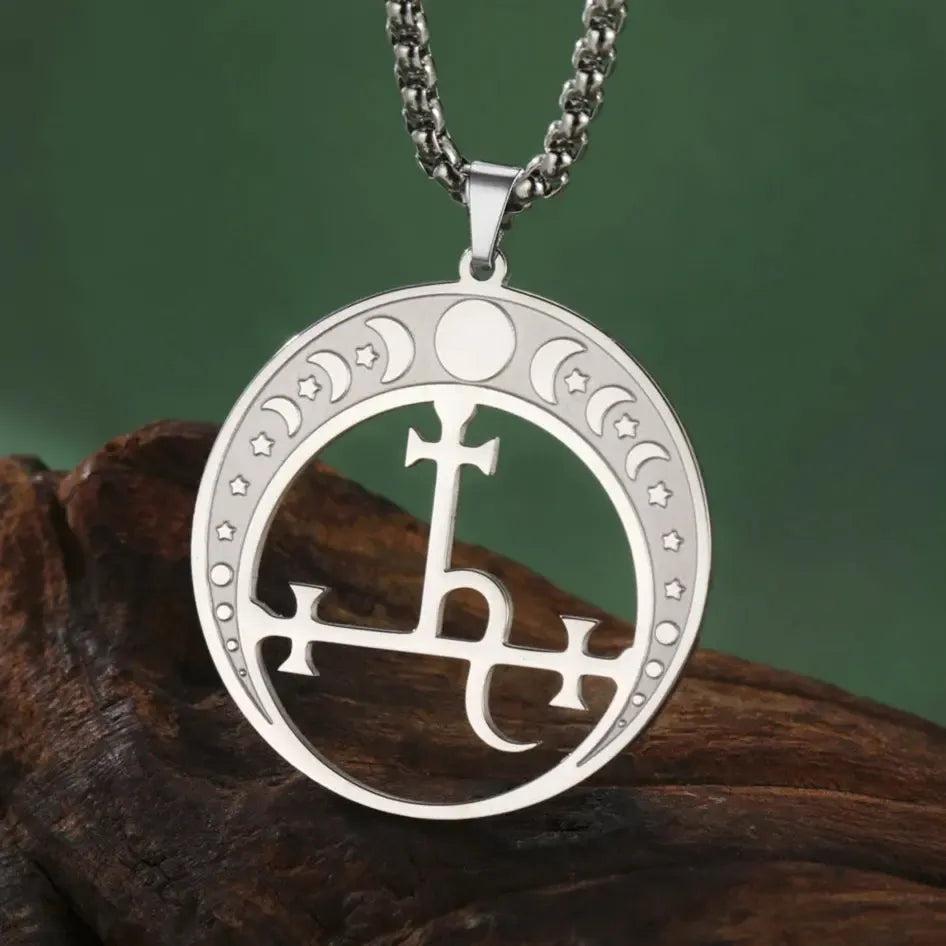 Lilith Demon Seal Necklace Satan Solomon Symbol Moon Phase Necklace Witchy Jewelry-MoonChildWorld