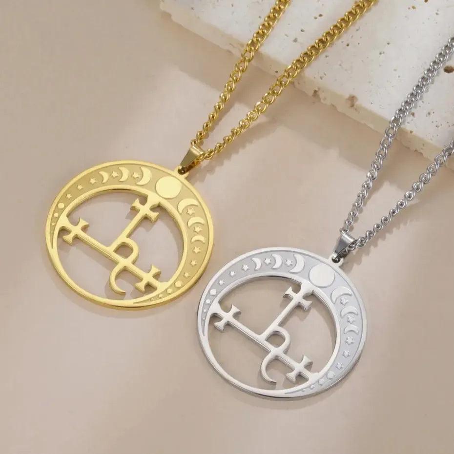 Lilith Demon Seal Necklace Satan Solomon Symbol Moon Phase Necklace Witchy Jewelry-MoonChildWorld