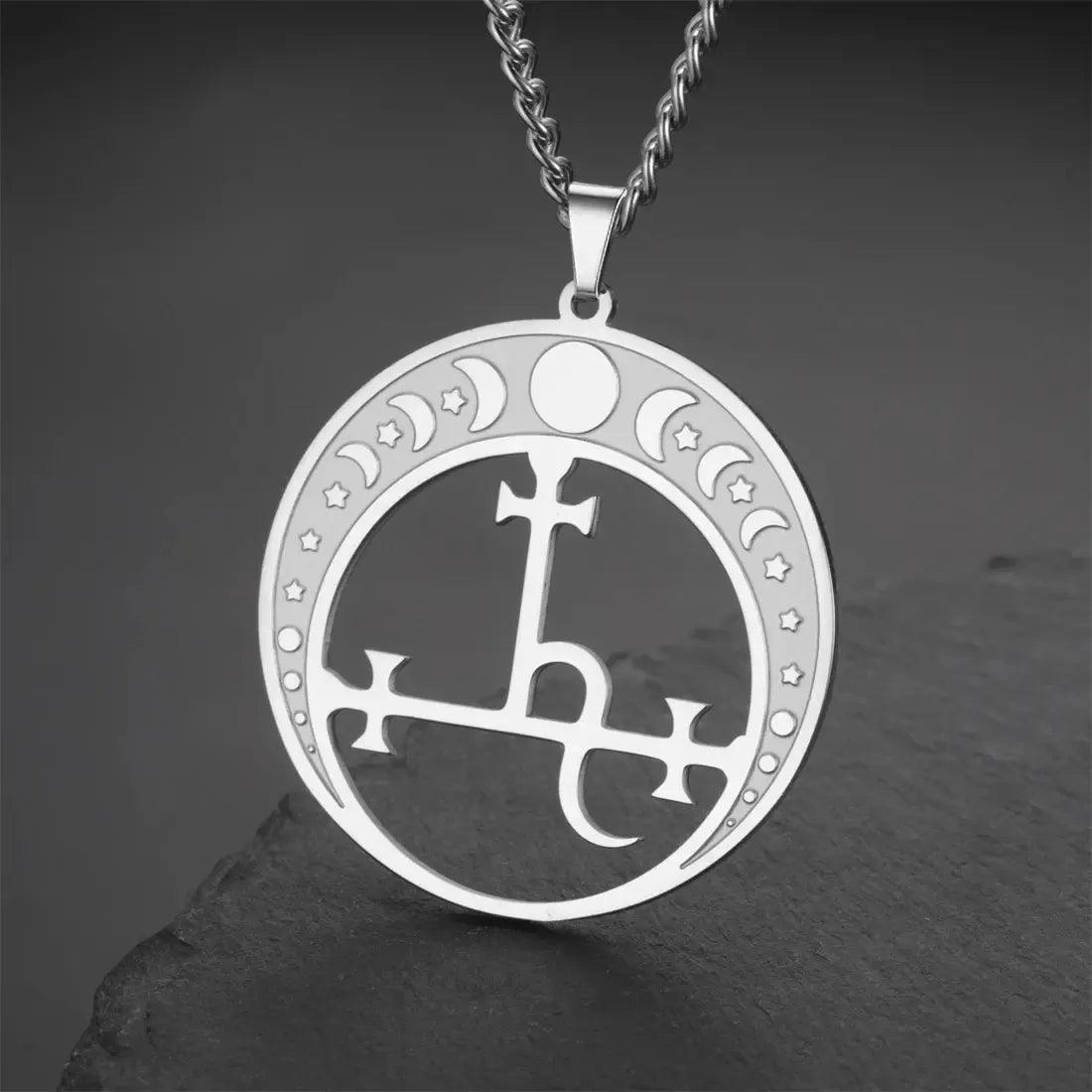 Lilith Demon Seal Necklace Satan Solomon Symbol Moon Phase Necklace Witchy Jewelry-MoonChildWorld