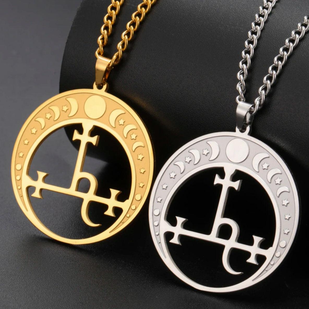 Lilith Demon Seal Necklace Satan Solomon Symbol Moon Phase Necklace Witchy Jewelry-MoonChildWorld