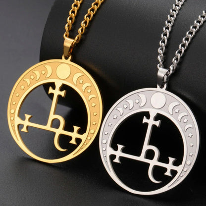Lilith Demon Seal Necklace Satan Solomon Symbol Moon Phase Necklace Witchy Jewelry-MoonChildWorld