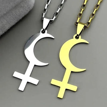 Lilith Goddess Greek Mythology Moon Cross Necklace Witch Symbol Jewelry-MoonChildWorld