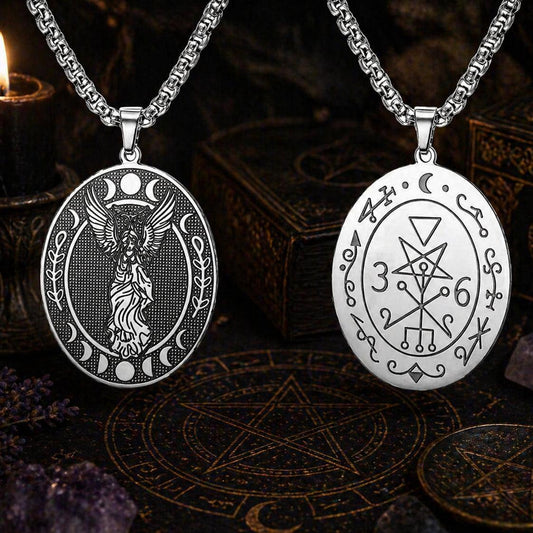 Lilith Goddess Sigil Necklace Moon Phase Witchy Double-sided Necklace-MoonChildWorld