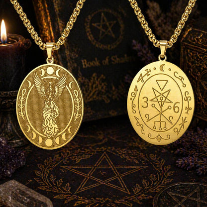 Lilith Goddess Sigil Necklace Moon Phase Witchy Double-sided Necklace-MoonChildWorld