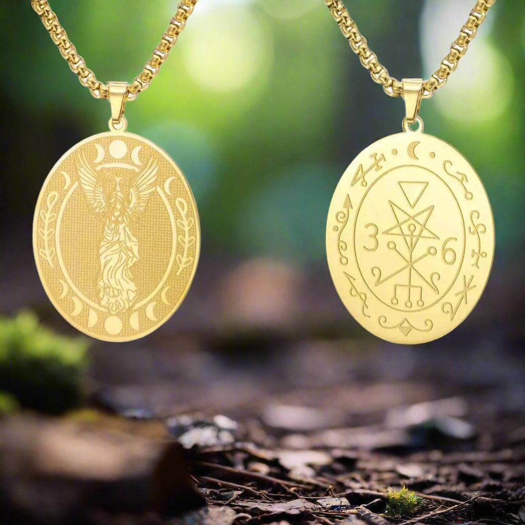 Lilith Goddess Sigil Necklace Moon Phase Witchy Double-sided Necklace-MoonChildWorld