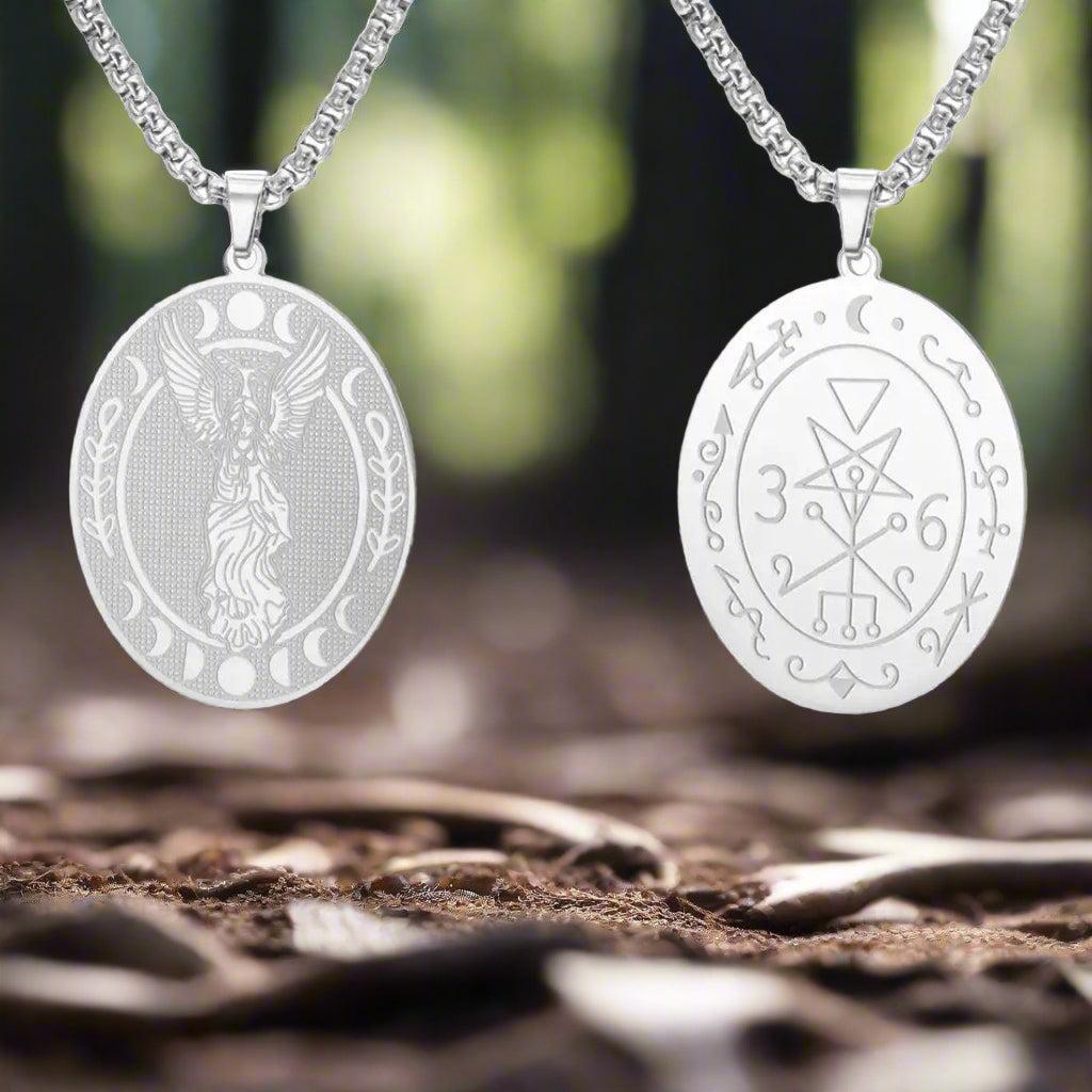 Lilith Goddess Sigil Necklace Moon Phase Witchy Double-sided Necklace-MoonChildWorld