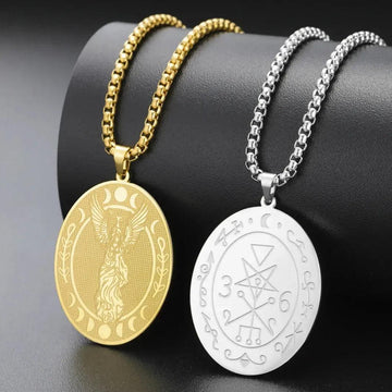 Lilith Goddess Sigil Necklace Moon Phase Witchy Double-sided Necklace-MoonChildWorld