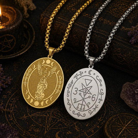 Lilith Goddess Sigil Necklace Moon Phase Witchy Double-sided Necklace-MoonChildWorld