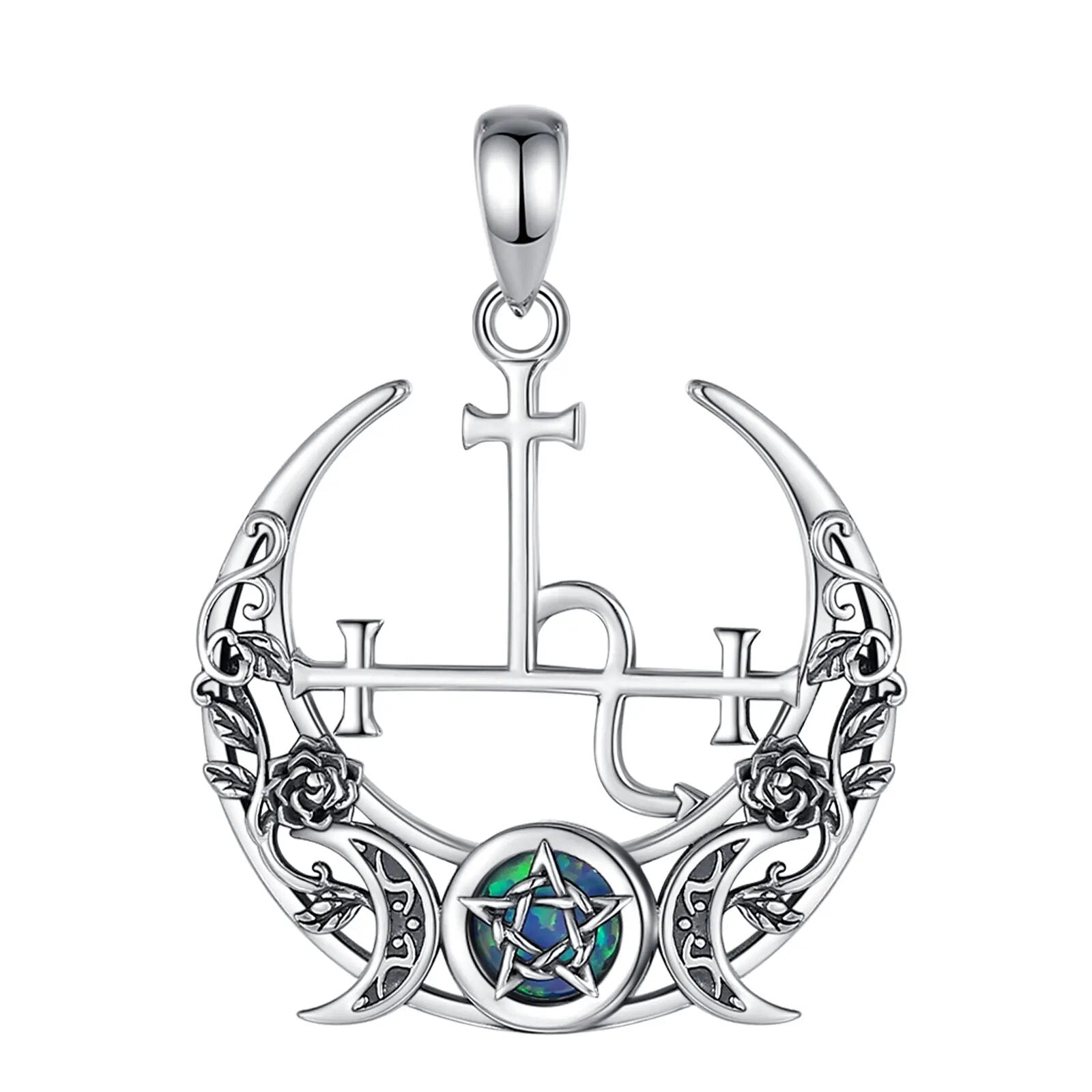 Lilith Moon Necklace Opal Triple Moon Goddess Necklace-MoonChildWorld