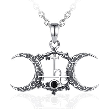 Lilith Sigil Necklace Triple Moon Goddess Necklace-MoonChildWorld