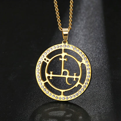 Lilith necklace shown at an angle to reveal the cut-through design