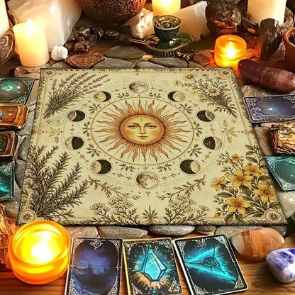 Litha Sun Moon Phase Tarot Altar Cloth Pagan Sabbat Decor-MoonChildWorld