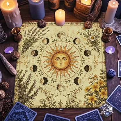 Litha Sun Moon Phase Tarot Altar Cloth Pagan Sabbat Decor-MoonChildWorld