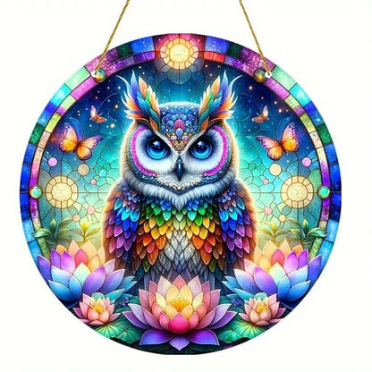 Lotus Owl Suncatcher Spirit Owl Acrylic Sign Owl Window Decor Mystic Owl Decor-MoonChildWorld