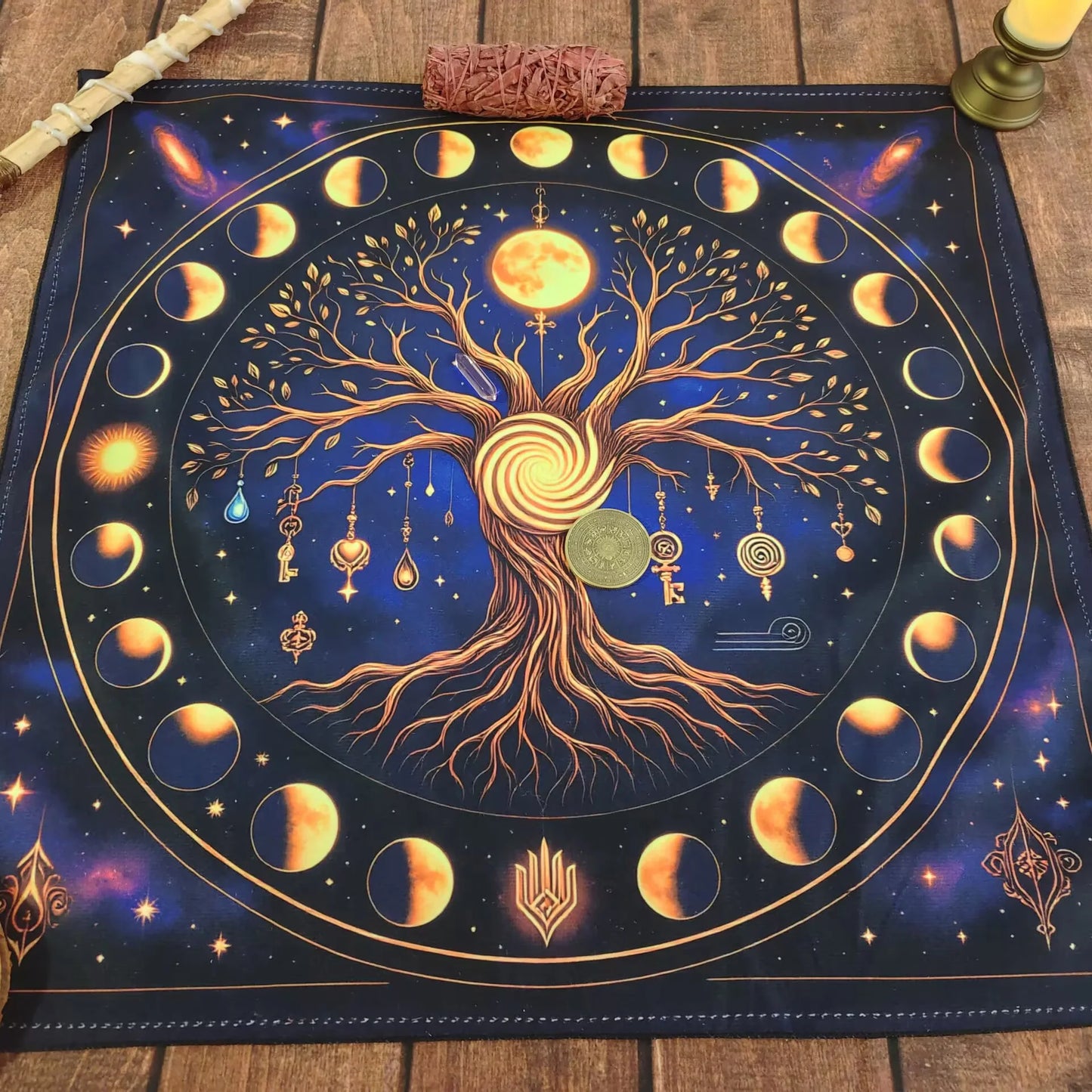 Luminous Tree of Life Triple Moon Tarot Altar Cloth-MoonChildWorld