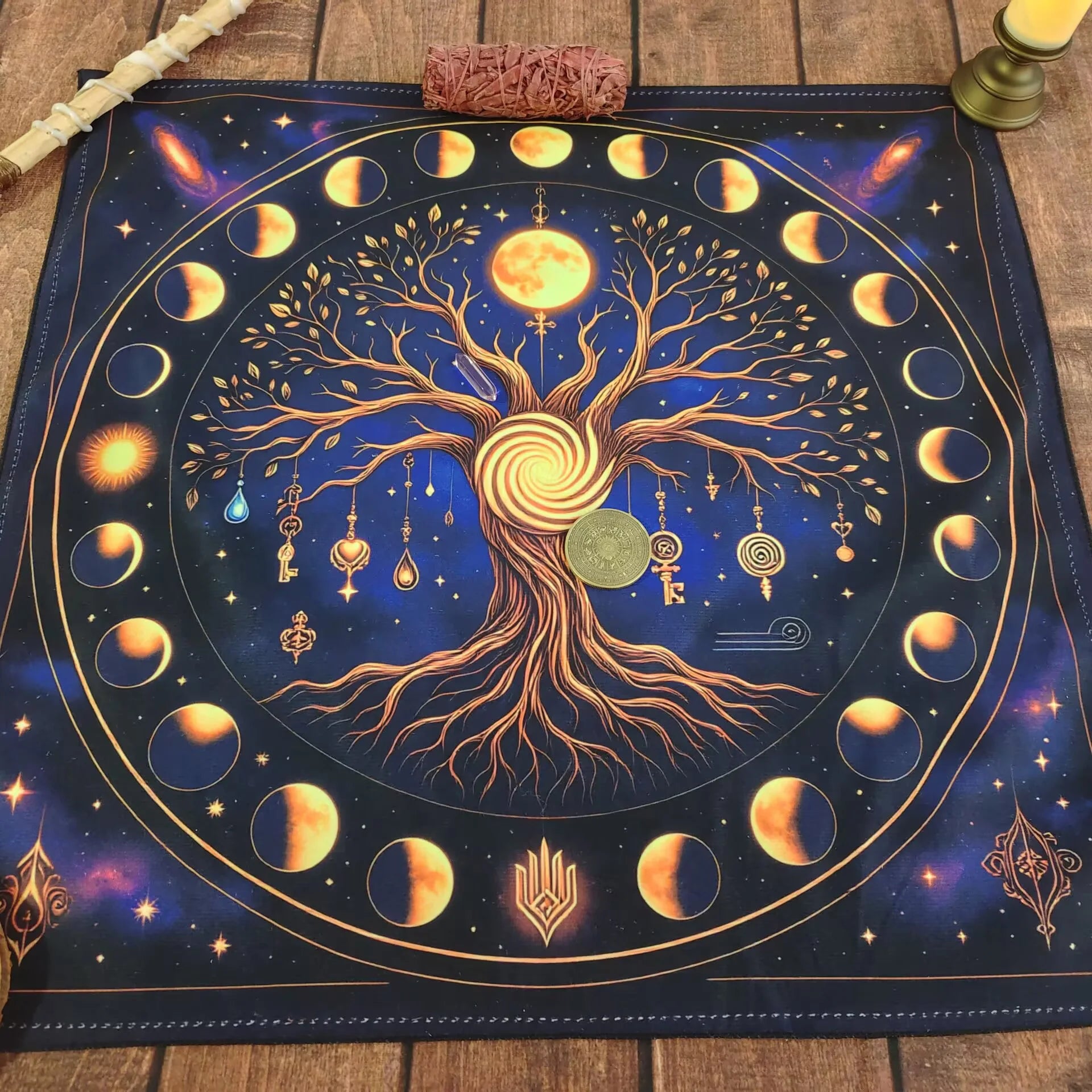 Luminous Tree of Life Triple Moon Tarot Altar Cloth-MoonChildWorld