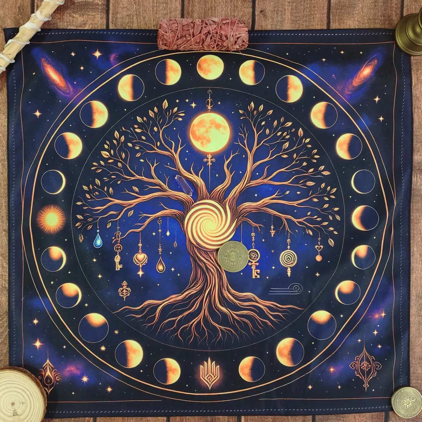 Luminous Tree of Life Triple Moon Tarot Altar Cloth-MoonChildWorld