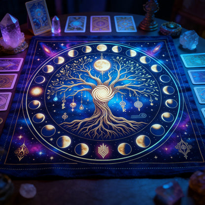 Luminous Tree of Life Triple Moon Tarot Altar Cloth-MoonChildWorld