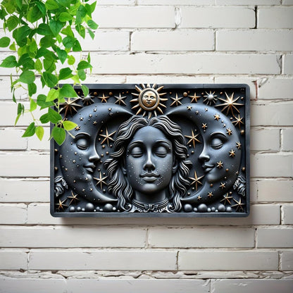 Luna Goddess Metal Sign Sun Moon Goddess Wall Art Celestial Wall Decor-MoonChildWorld