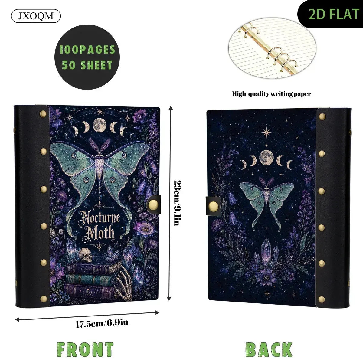 Luna Moth Crystal Moon Phase Journal - Book of Shadows - MoonChildWorld