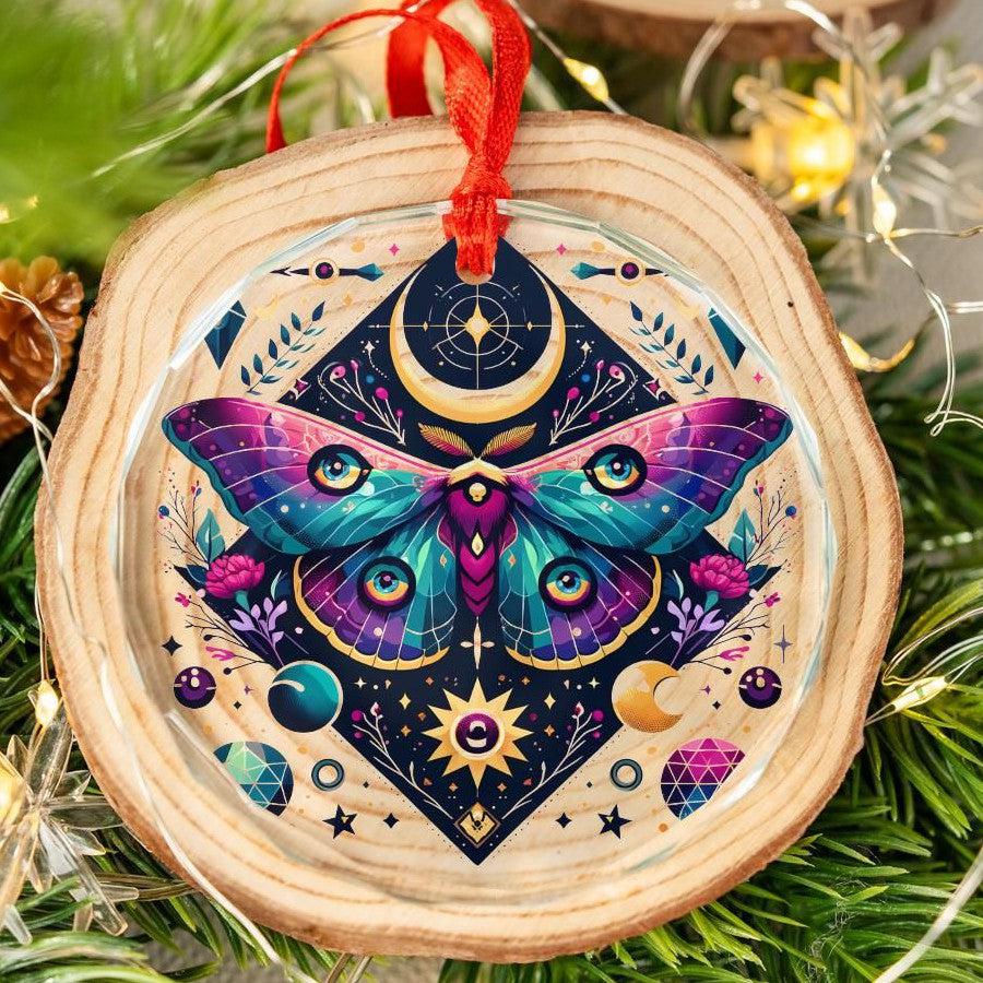 Luna Moth Glass Ornament Mystic Butterfly Christmas Tree Ornament-MoonChildWorld