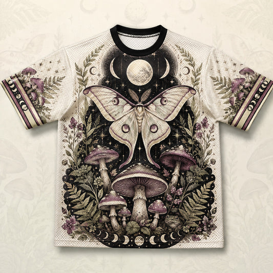 Luna Moth Mushroom T-Shirt Moon Phases Cottagecore Witch Tee front view