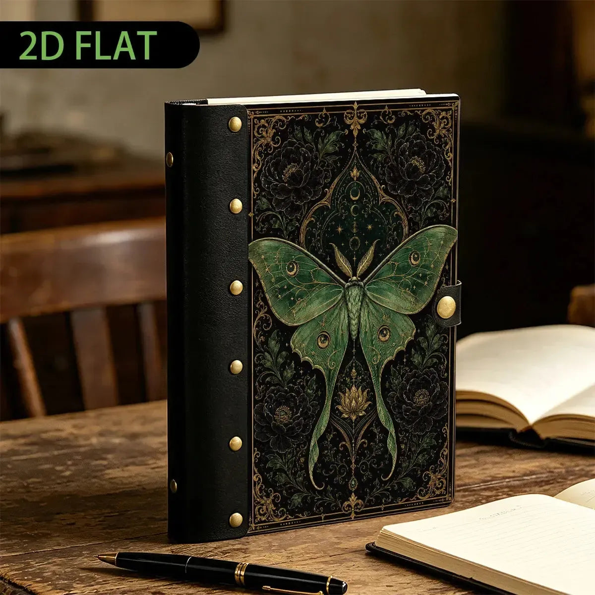 Luna Moth Peony Lotus Journal - witch grimoire - MoonChildWorld