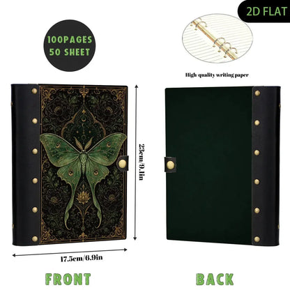 Luna Moth Peony Lotus Journal - refillable Book of Shadows - MoonChildWorld