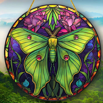 Luna Moth Suncatcher Gothic Acrylic Round Sign-MoonChildWorld