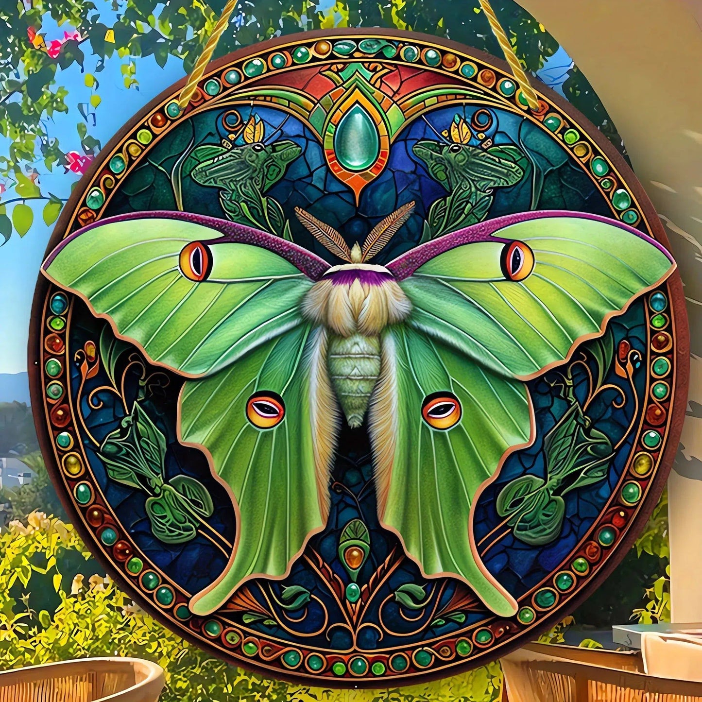 Luna Moth Suncatcher Gothic Acrylic Round Sign-MoonChildWorld