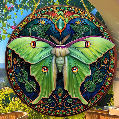 Luna Moth Suncatcher Gothic Acrylic Round Sign-MoonChildWorld
