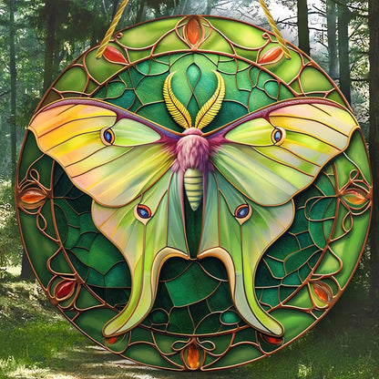 Luna Moth Suncatcher Gothic Acrylic Round Sign-MoonChildWorld