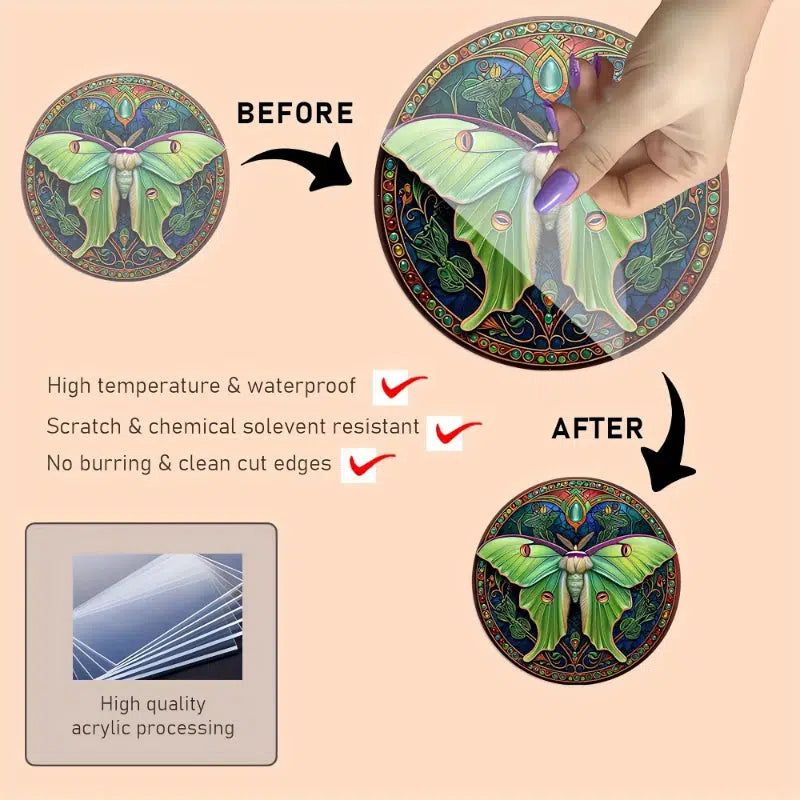 Luna Moth Suncatcher Gothic Acrylic Round Sign-MoonChildWorld