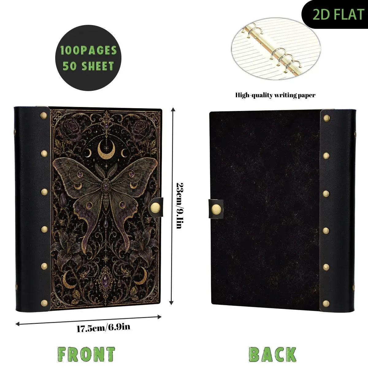 Luna Moth Thorn Rose Lily Journal - witch grimoire - MoonChildWorld